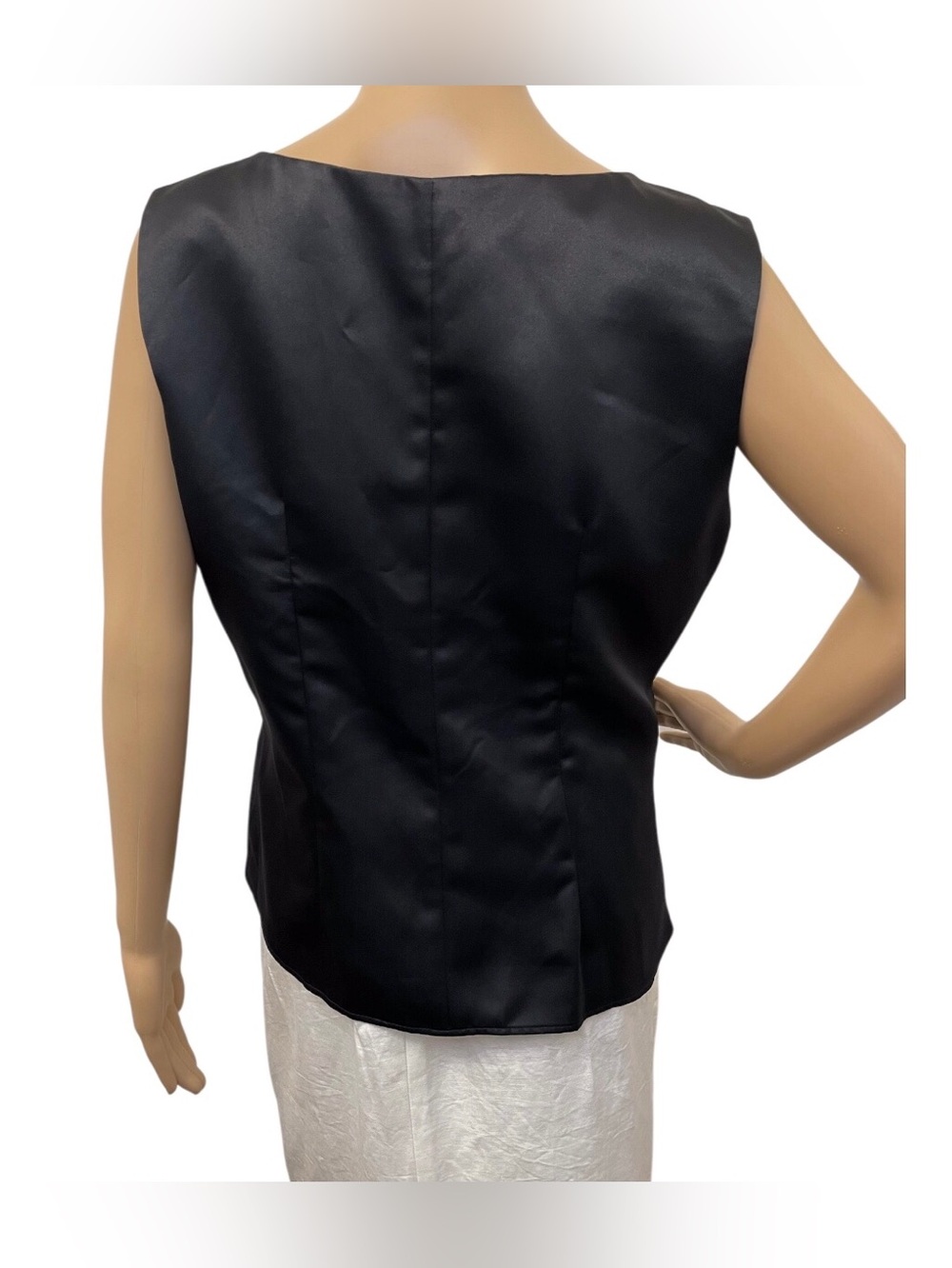 Solini Collection Black Sleeveless Satin Women's Top,10 - Picture 4 of 10